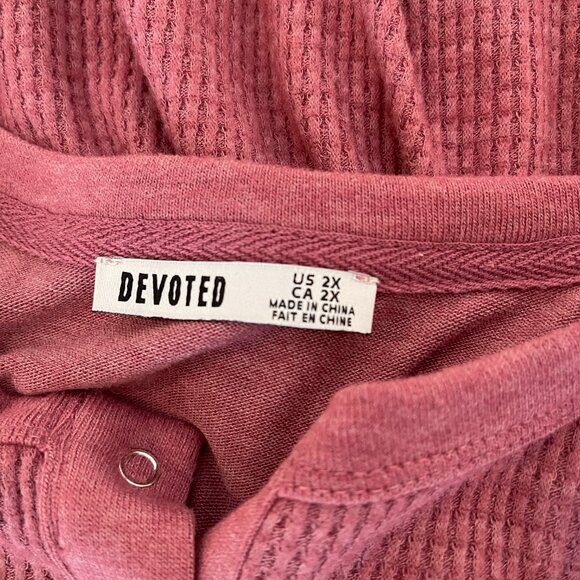 Devoted Women Pink Long Sleeve Henley Soft Warm Waffle Knit Shirt Size 2X - Picture 3 of 3